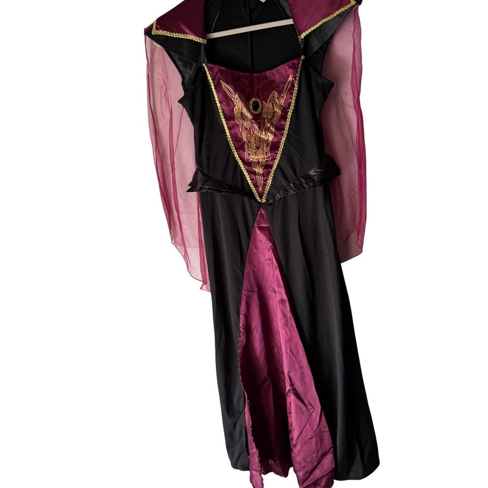 Womens Villain Evil Queen Princess‎ Costume Dress Cape Halloween Cosplay Small